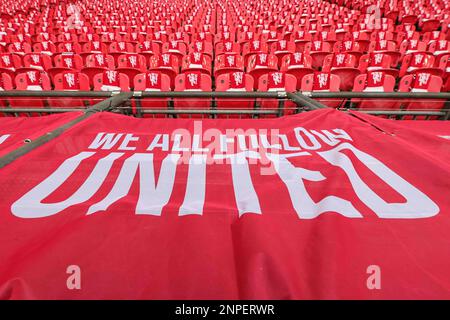 London, UK. 26th Feb, 2023. Manchester United banner and scarfs during the Carabao Cup Final match Manchester United vs Newcastle United at Wembley Stadium, London, United Kingdom, 26th February 2023 (Photo by Mark Cosgrove/News Images) in London, United Kingdom on 2/26/2023. (Photo by Mark Cosgrove/News Images/Sipa USA) Credit: Sipa USA/Alamy Live News Stock Photo