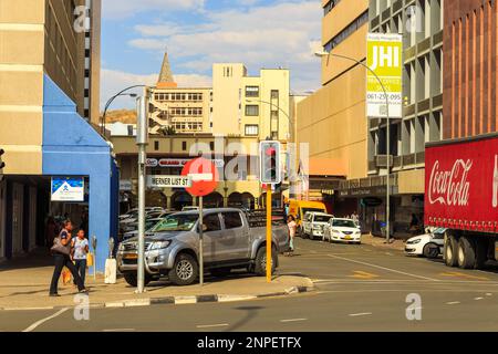 Windhoek, Namibia - 10 October 2018: An aerial view of the center of Windhoek the capital of Namibia in Southern Africa. Stock Photo