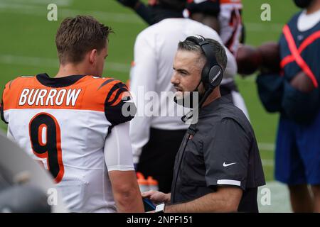 Cincinnati Bengals quarterbacks Joe Burrow (9) and quarterback Brandon  Allen (8) warm up before an NFL