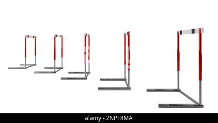 Obstacle course. difficulty to overcome the problem to achieve success. 3d rendering Stock Photo