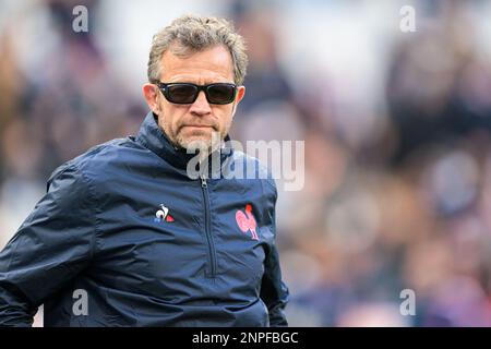 PARIS - France trainer coach Fabien Galthie during the Guinness Six Nations Rugby match between France and Scotland at Stade de France on February 26, 2023 in Paris, France. AP | Dutch Height | GERRIT OF COLOGNE Stock Photo