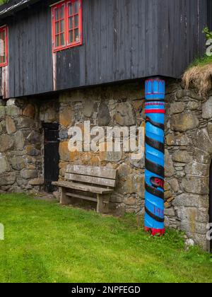 Kirkjubour, Faroe Islands- July, 2021: Historic farm and museum - Kirkjuboargardur (or Roykstovan) Built in the 11th century it is one of the oldest s Stock Photo