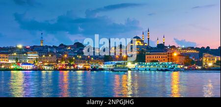 Beautiful panoramic view of the city of Istanbul at twilight, Turkey Stock Photo