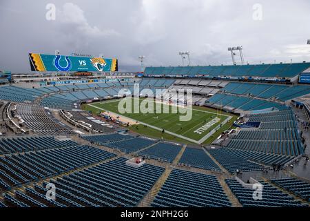 JACKSONVILLE, FL - SEPTEMBER 13: Jacksonville Jaguars fans during the game  between the Indianapolis Colts and the Jacksonville Jaguars on September 13,  2020 at TIAA Bank Field in Jacksonville, Fl. Photo by