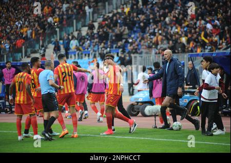 February 25, 2023, Rades, Tunis, Tunisia: Mohamed ben Hamouda who celebrates the opening of the score during the match of Esperance of Tunis (EST) vs Zamalek of Cairo (Egypt) on behalf of the 3rd day of the CAF Champions League (Credit Image: © Chokri Mahjoub/ZUMA Press Wire) EDITORIAL USAGE ONLY! Not for Commercial USAGE! Stock Photo