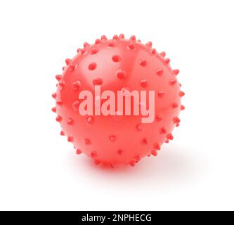 Red rubber ball for animals isolated on white. Stock Photo