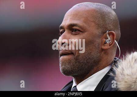 Wembley Stadium, London, UK. 26th Feb, 2023. Carabao League Cup Final Football, Manchester United versus Newcastle United; Former Newcastle United player and Sky pundit Les Ferdinand Credit: Action Plus Sports/Alamy Live News Stock Photo