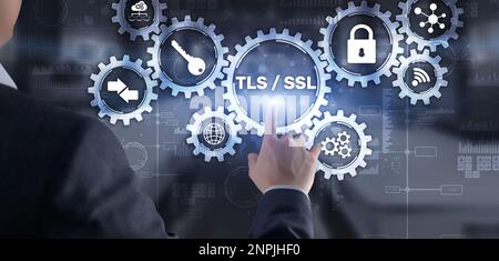 Transport Layer Security. Secure Socket Layer. TLS SSL. Stock Photo