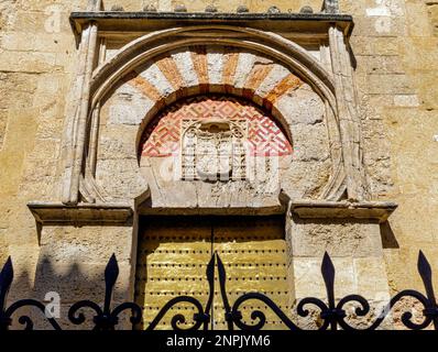 Puerta de San Miguel, or St. Michael's gate in west wall of La Mezquita, the mosque, Calle Torrijos.  Cordoba, Cordoba Province, Andalusia, southern S Stock Photo