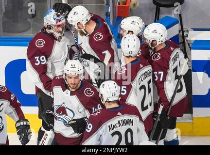 Colorado Avalanche goalie Pavel Francouz (39) loses his helmet during first  period NHL playoff hockey action against the Edmonton Oilers in Edmonton,  Monday, June 6, 2022. THE CANADIAN PRESS/Amber Bracken Stock Photo - Alamy