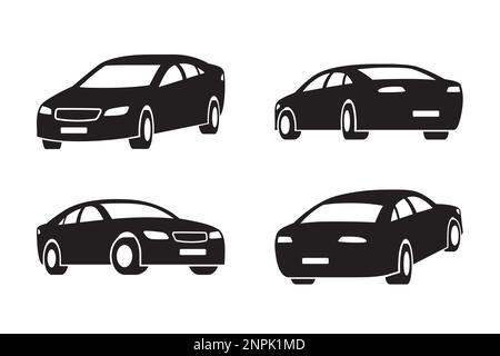 Cars in different perspective – vector illustration Stock Vector
