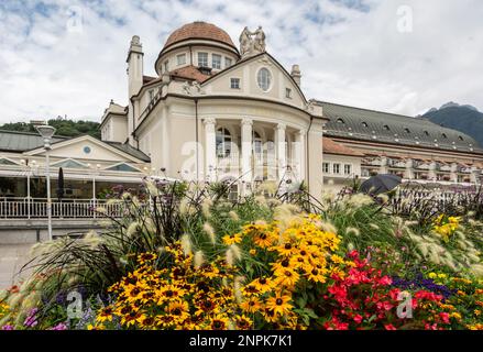 the Kurhaus and Theatre of Meran in the historic center of Merano in South Tyrol, Bolzano province, Trentino Alto Adige, northern Italy, Europe Stock Photo