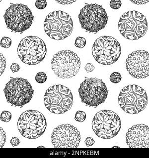 Viruses seamless patten. Scientific hand drawn vector illustration in sketch style. Microscopic microorganisms Stock Vector