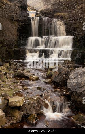 Waterfalls at Swinner Gill in Swaledale, Yorkshire Dales, UK Stock Photo