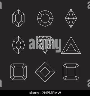 Gems and jewels set. Precious stones and diamonds collection, Game loot UI icons, vector illustration. Stock Vector