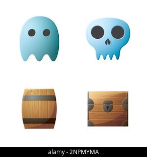 Game UI assets set. Gaming user interface icons collection. vector illustration. Stock Vector