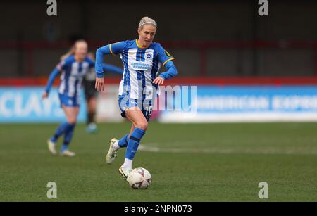 Crawley, UK. 26th Feb, 2023. Brighton's Emma Kullberg during the Women's FA Cup fifth round match between Brighton & Hove Albion and Coventry United at the Broadfield Stadium. Credit: James Boardman/Alamy Live News Stock Photo