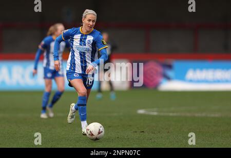 Crawley, UK. 26th Feb, 2023. Brighton's Emma Kullberg during the Women's FA Cup fifth round match between Brighton & Hove Albion and Coventry United at the Broadfield Stadium. Credit: James Boardman/Alamy Live News Stock Photo