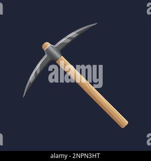 Game UI asset. Gaming user interface pickaxe icon. vector illustration. Stock Vector