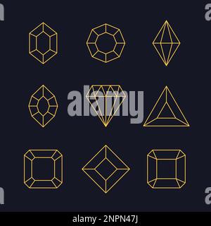 Gems and jewels set. Precious stones and diamonds collection, Game loot UI icons, vector illustration. Stock Vector