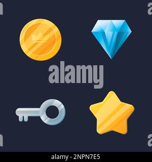 Game UI assets set. Gaming user interface icons collection. vector illustration. Stock Vector