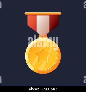 Game UI asset. Gaming user interface medal icon. vector illustration. Stock Vector