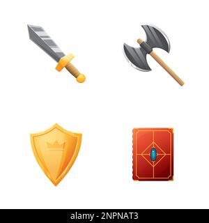 Game UI assets set. Gaming user interface icons collection. vector illustration. Stock Vector