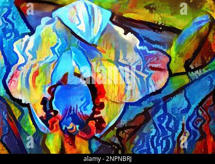 Digital art. Colorful trendy abstract painting. Beautiful flower Stock Photo