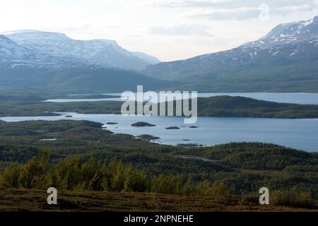 View from the Bjorkliden Arctic Golf Course in June. Looking North. Stock Photo
