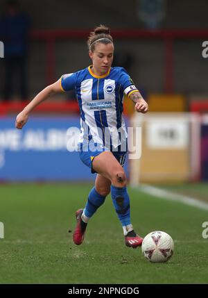 Crawley, UK. 26th Feb, 2023. Brighton's Julia Olme during the Women's FA Cup fifth round match between Brighton & Hove Albion and Coventry United at the Broadfield Stadium. Credit: James Boardman/Alamy Live News Stock Photo