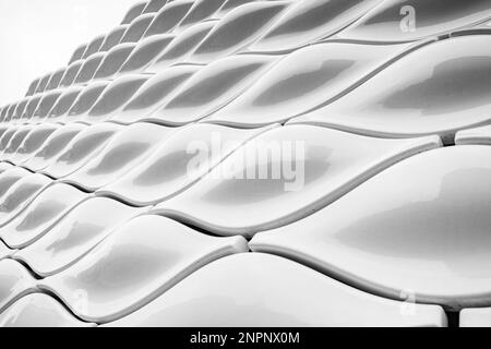 Polished Shell Lace Structure which makes up the Wall of Energy in Manchester. Stock Photo