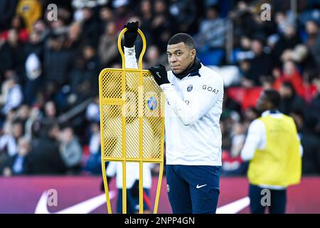 Kylian Mbappe during the public training of the Paris Saint-Germain (PSG) football team on February 24, 2023 at the Parc des Princes stadium in Paris, France - Photo Victor Joly / DPPI Stock Photo