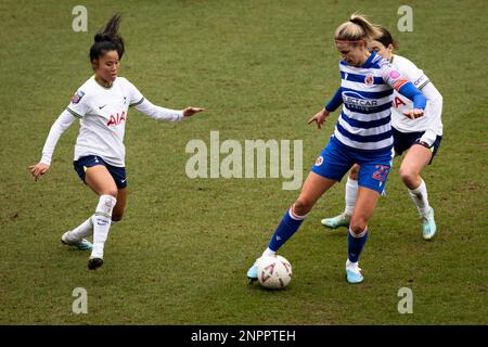 London, UK. 26th Feb, 2023. London, England, February, 26, 2023 Justine Vanhaevermaet (27 Reading) and Asmita Ale (13 Tottenham Hotspur) in action during the Vitality Womens FA Cup game between Tottenham Hotspur and Reading at Brisbane Road Stadium in London, England (PEDRO PORRU, Pedro Porru/ SPP) Credit: SPP Sport Press Photo. /Alamy Live News Stock Photo