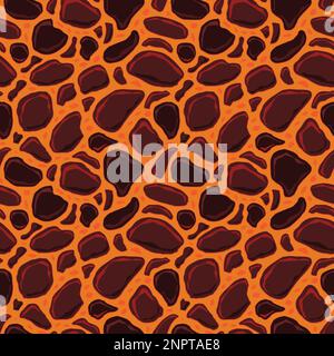 Cartoon game texture, lava surface seamless pattern. Game asset walls and environment background. Stock Vector