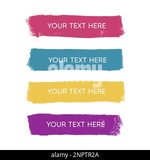 Color brush strokes. Vector paintbrush set, brush strokes templates. Grunge design elements. Long text boxes. Stock Vector