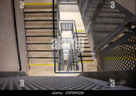 Perspective view looking down a staircase Stock Photo