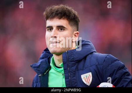 Jon Morcillo of Athletic Club during the La Liga match between Athletic Club and Girona FC played at San Mames Stadium on February 26, 2023 in Bilbao, Spain. (Photo by Cesar Ortiz / PRESSIN) Stock Photo