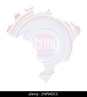 Brazil map filled with concentric circles. Sketch style circles in the shape of the country. Vector illustration. Stock Vector