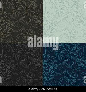 Topography patterns. Seamless elevation map tiles. Amazing isoline background. Superb tileable patterns. Vector illustration. Stock Vector