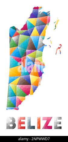 Belize - colorful low poly country shape. Multicolor geometric triangles. Modern trendy design. Vector illustration. Stock Vector