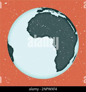 World Map Poster. Satellite (tilted perspective) projection. Vintage World shape with grunge texture. Superb vector illustration. Stock Vector