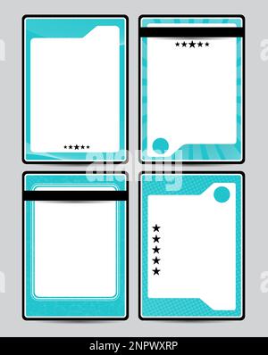 Blue Sport player trading card frame border template design Stock Vector