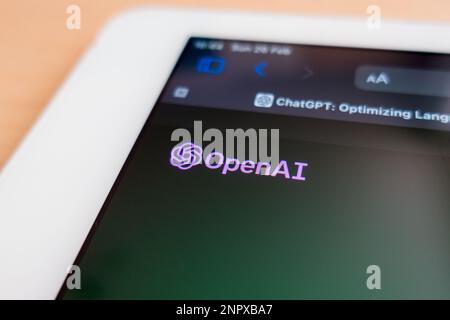 Open AI website on iPad Stock Photo