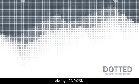Abstract halftone dotted background with small gray squares. Pixelated vector graphic pattern Stock Vector