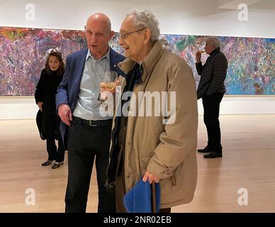 New York, USA. 25th Feb, 2023. Frank Stella, 86 American painter, sculptor and printmaker attends the opening reception of painter Larry Poons at the Yares Art gallery in Manhattan, New York City on February, 25, 2023. Photo by Louis Lanzano/Sipa USA Credit: Sipa USA/Alamy Live News Stock Photo