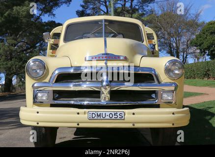 Berrima, NSW, Australia - 30 Aug 2022 - Vintage yellow Chevrolet truck. Stock Photo