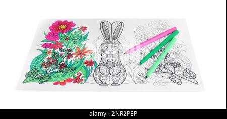 Felt Tip Pen on Antistress Coloring Page, Top View Stock Image - Image of  mood, creative: 217362015