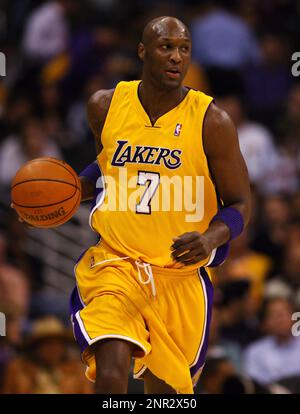 Buy the Mens Yellow Los Angeles Lakers Lamar Odom #7 NBA