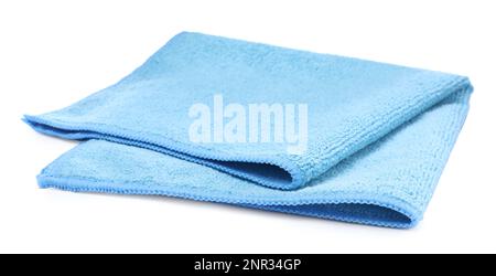 Light blue microfiber cloth isolated on white Stock Photo