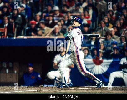 New York Mets Wally Backman at bat in the third inning of game two of an  MLB World Series baseball game against the Boston Red Sox at Shea Stadium  on Sunday, Oct.